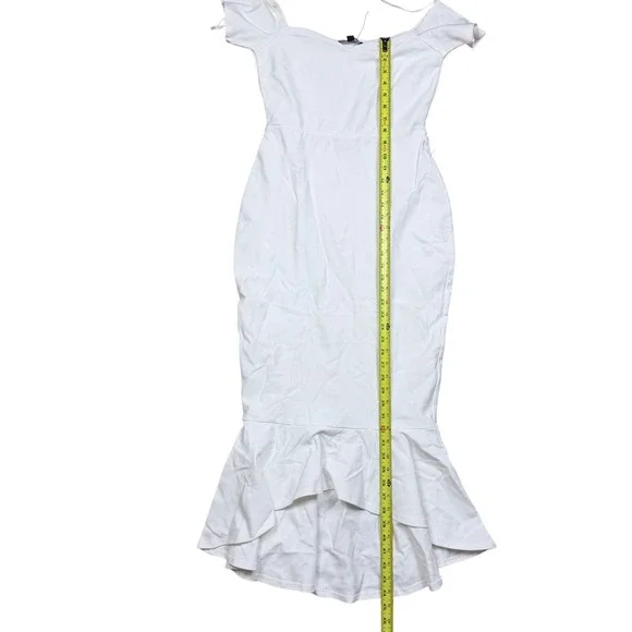 NWOT Lulus How Much I Care Ivory Off-the-Shoulder Midi Dress M Wedding Bridal - Picture 12 of 14